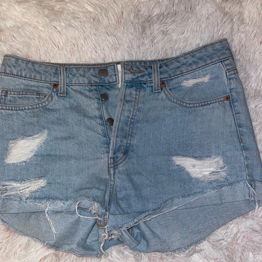 Button up jean shorts